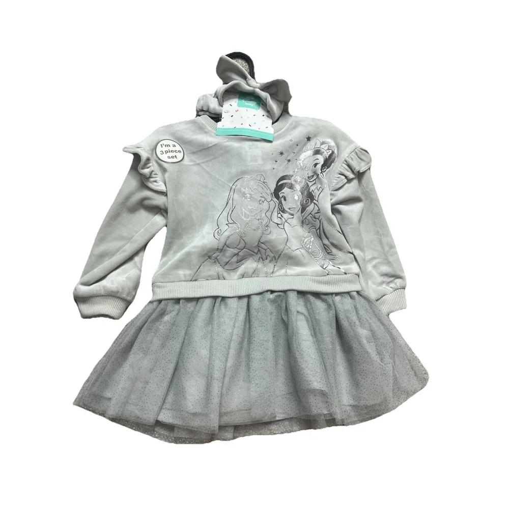 Disney Baby Princess 3 Piece Outfit Gray Size 24 Months‎ Dress
